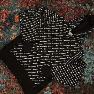 EuC Sick Black CHAMPION Script Logo Reverse Weave Hoodie - Medium